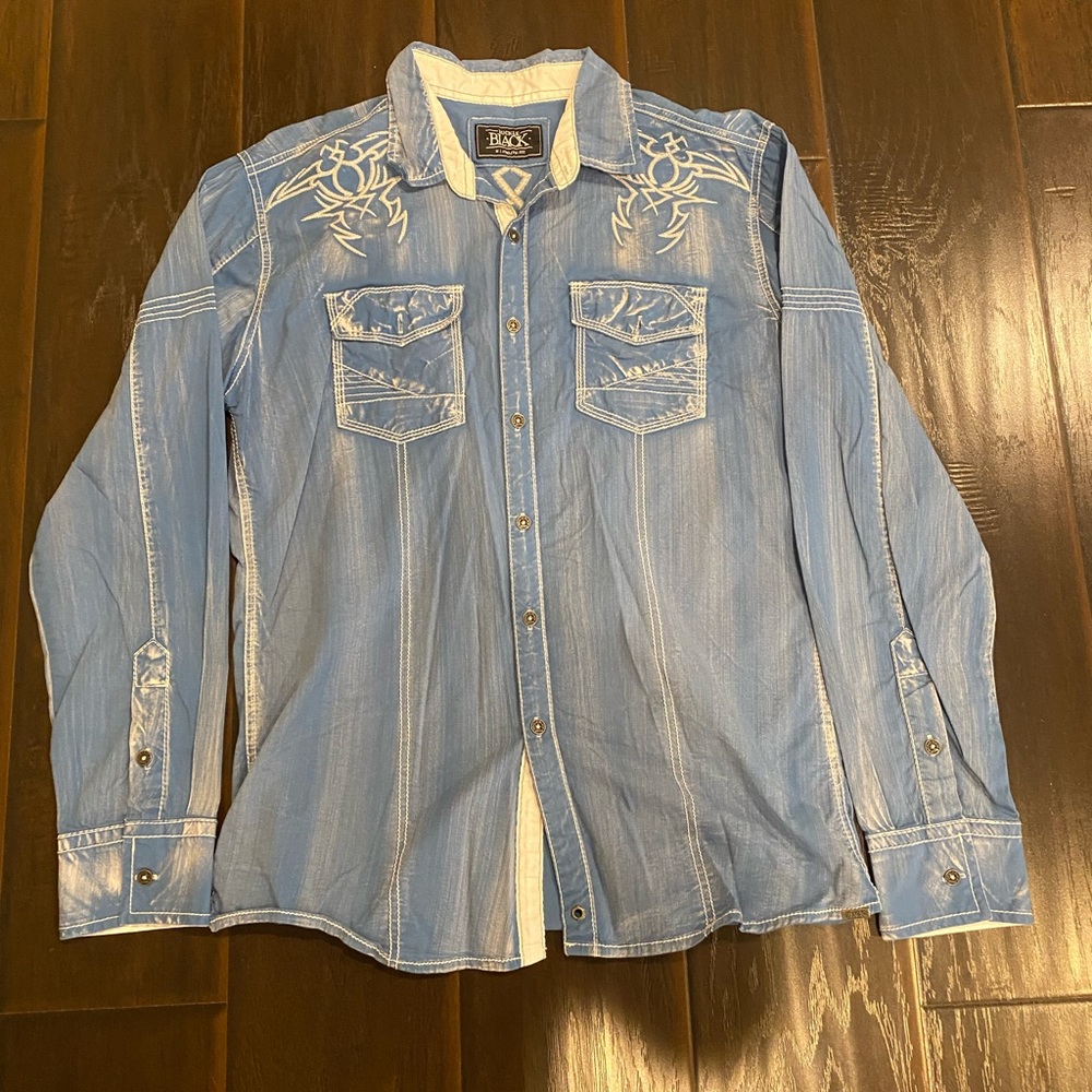 Buckle Black Athletic Fit Shirt Size Medium